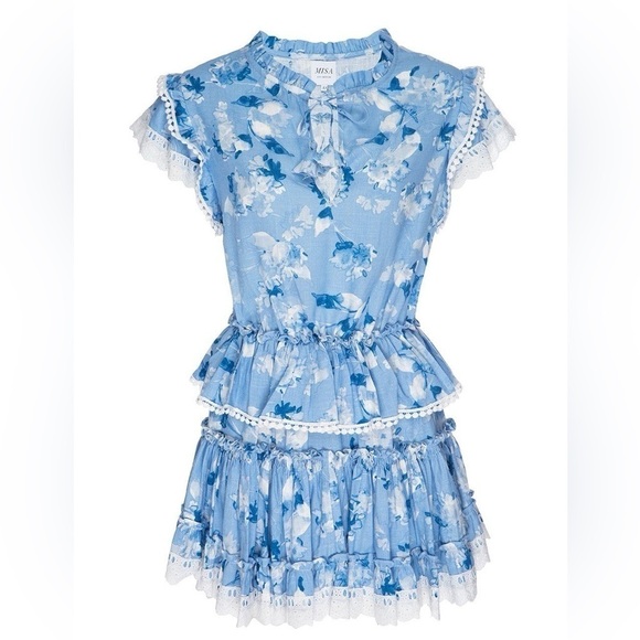 MISA LA Lilian Dress Blue Wildflower Size Medium - Picture 5 of 12